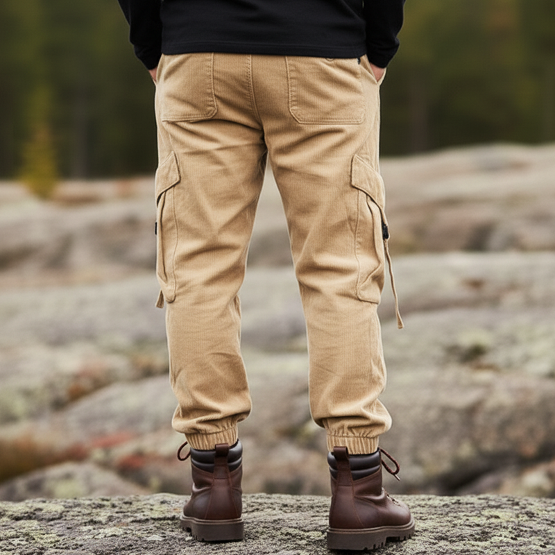 Men's Urban Light Khaki Corduroy Elastic Waist Pants MTA1503K3U