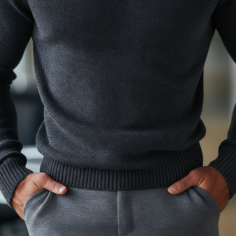 Men's Simple Cotton Yarn Knit Half-Zip Slim Fit Sweater MTA2648K5P