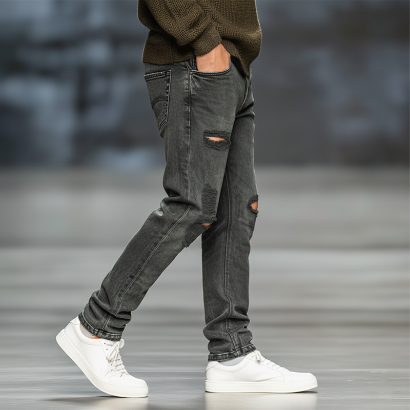 Men's Classic Straight-leg Ripped Jeans MTA2415J6U