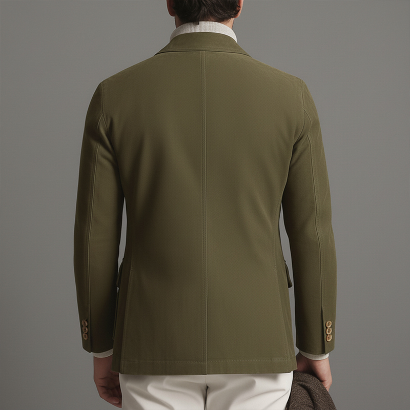 Men's Business Army Green Two-button Suede Jacket MTA1036J6U