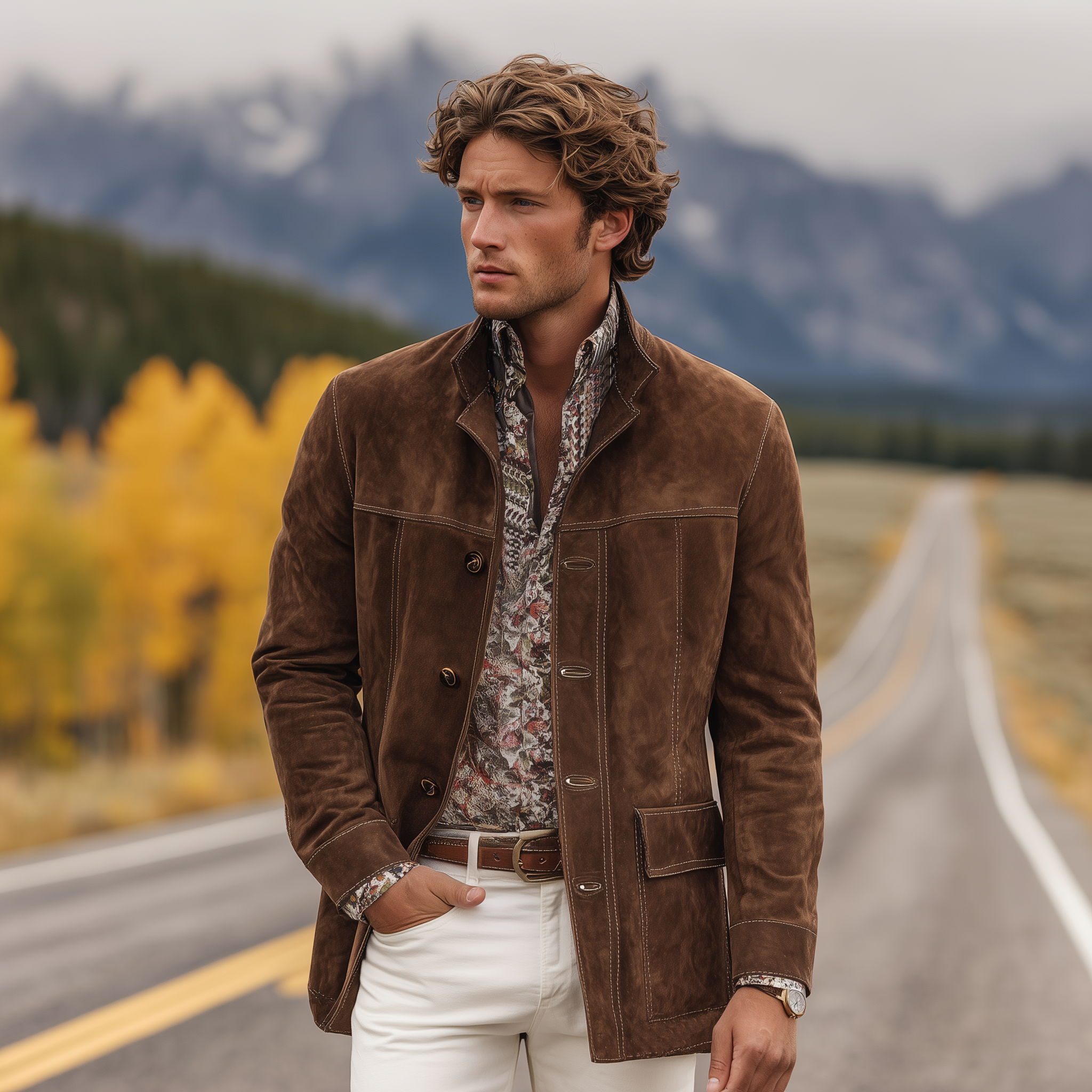 Men's Classic Western Casual Tough Lapel Suede Jacket MTA0816I4K