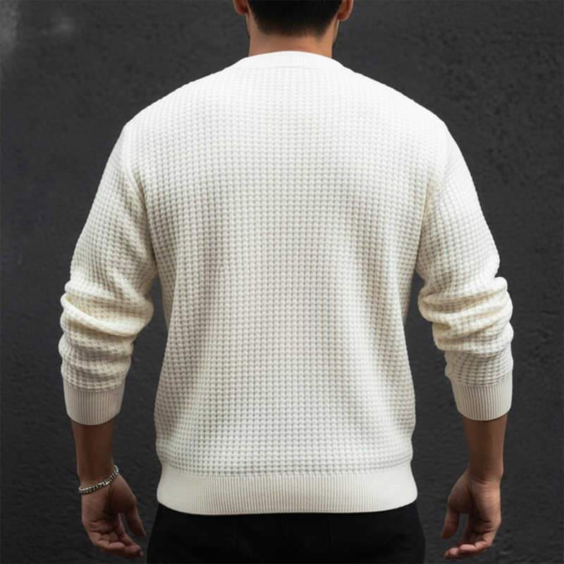 Men's Urban Solid Color Two-Button Henley Collar Knit Sweater MTA1079K0U