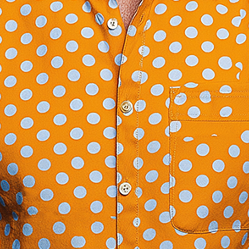 Men's Summer Fashion Polka Dot Cotton Blended Short Sleeve Shirt MTA1157G1P