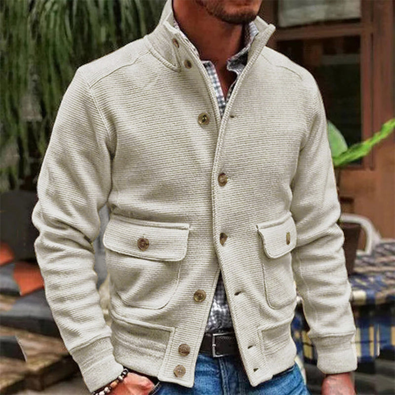Chaqueta de color liso con cuello alto para hombre 35479294X