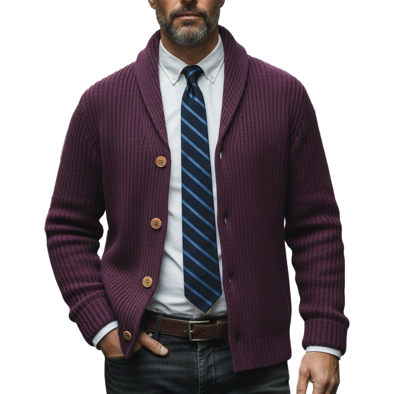 Men's Winter Retro Cotton Yarn Knitted Button Cardigan MTA1948L0P