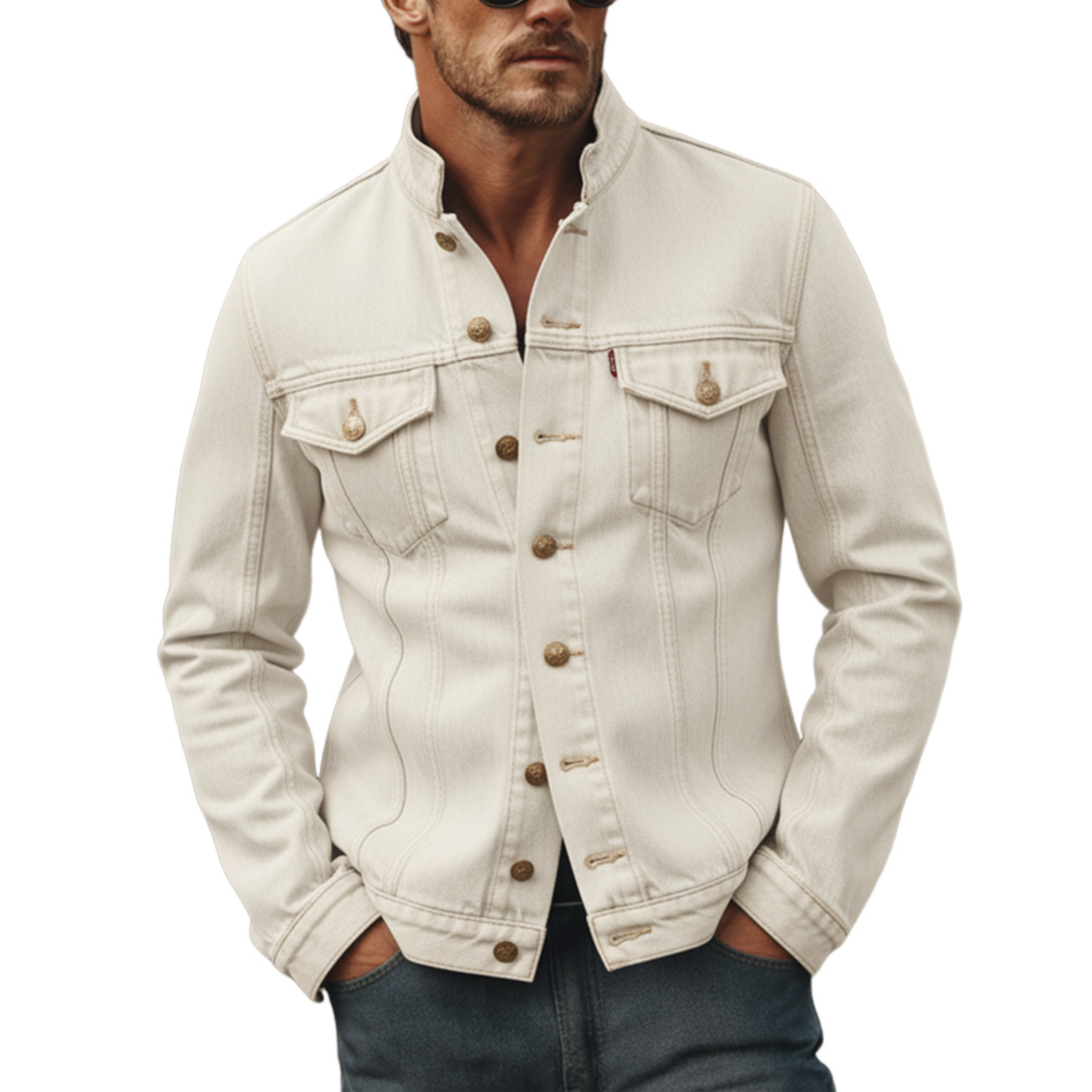 Men's Classic Retro Denim Stand-up Collar Jacket MTA0137L3K