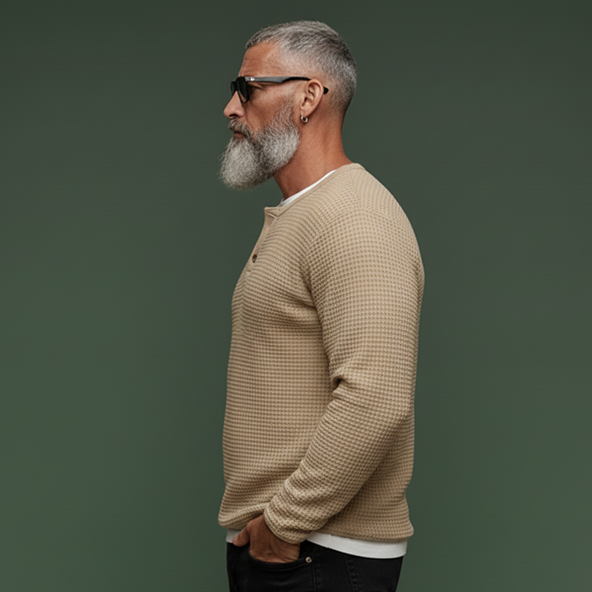 Men's Classic Casual Faux Two-piece Waffle Knit Long-sleeved T-shirt MTA0831L6K