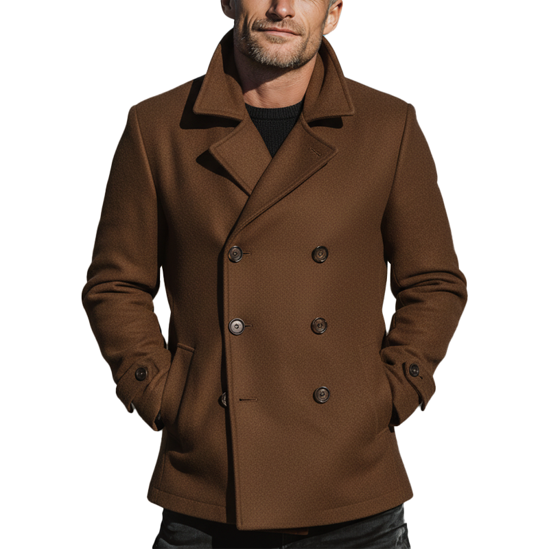 Men's Winter Retro Double-breasted Imitation Wool Casual Short Coat MTA2349I8P