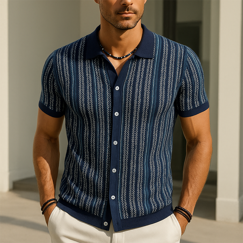 Men's Summer Fashion Knitted Short Sleeve Shirt MTA0788G4P