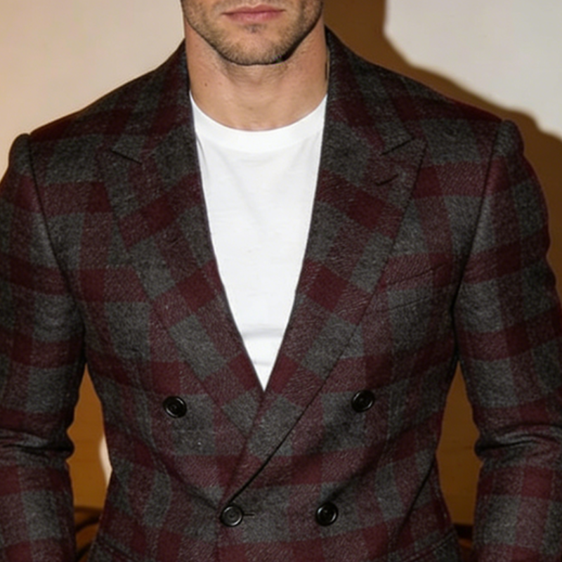 Men's Retro Casual Plaid Print Blazer MTA1677L9TO