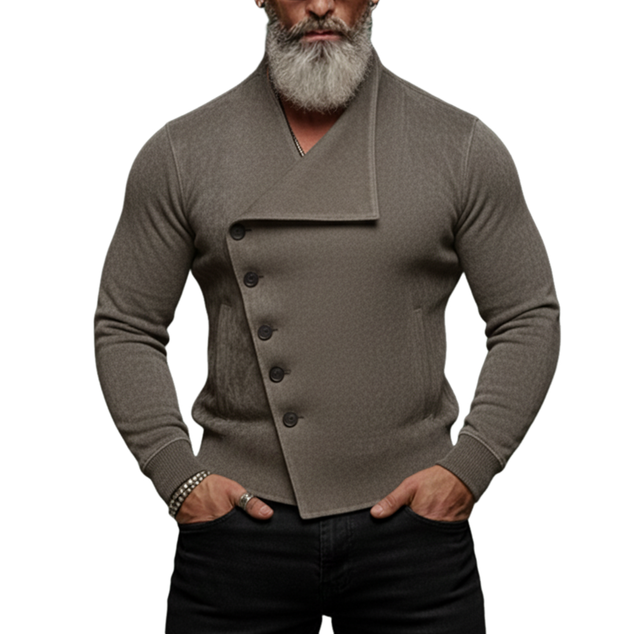 Men's Stylish Slanted Placket Faux Suede Slim-fit Lightweight Inner Jacket MTA0891K8K