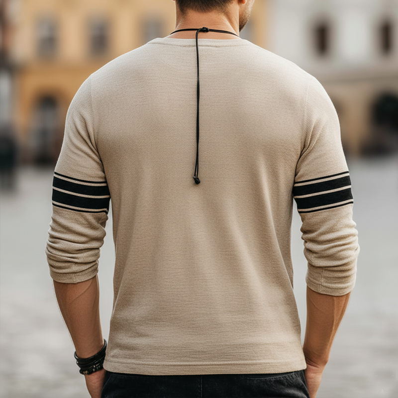 Men's Urban Fashion Three-button Henley Neck Lightweight Casual Knitted Sweater MTA2458L0U