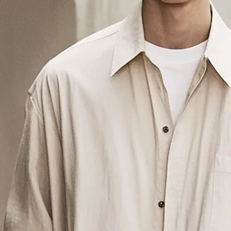 Men's Casual Loose Skin-friendly Cotton Lapel Long-sleeved Shirt MTA0812H6U