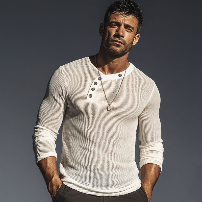 Men's Urban Design High-stretch Slim-fit Long-sleeved T-shirt MTZ0643B2U