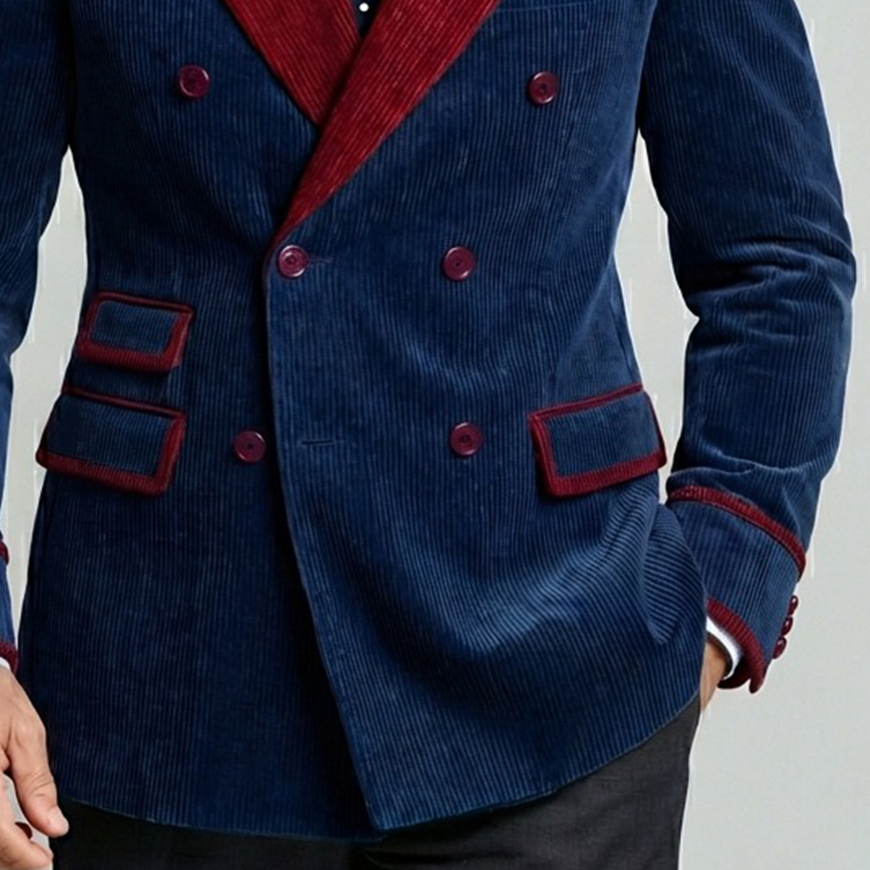 Men's Retro Patchwork Corduroy Lapel Blazer MTA0451L0X