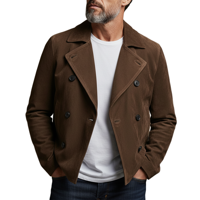 Men's Solid Color Casual Lapel Button Short Jacket MTA1929K9X