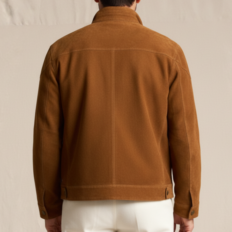 Men's Retro Elegant Stand Collar Faux Suede Jacket MTA1261L0U