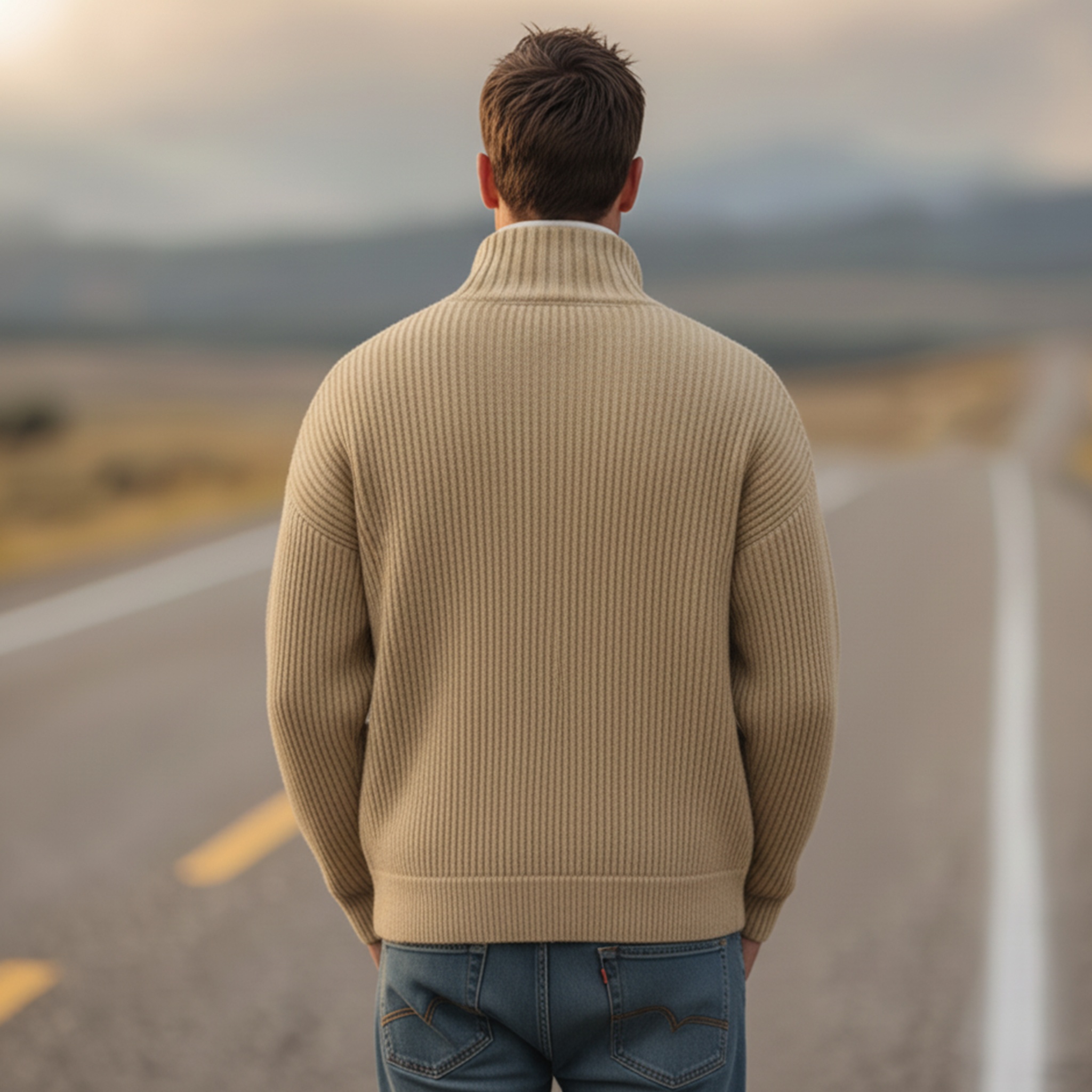 Men's Classic Retro Stand-up Collar Single-breasted Knit Cardigan MTA0714K1K