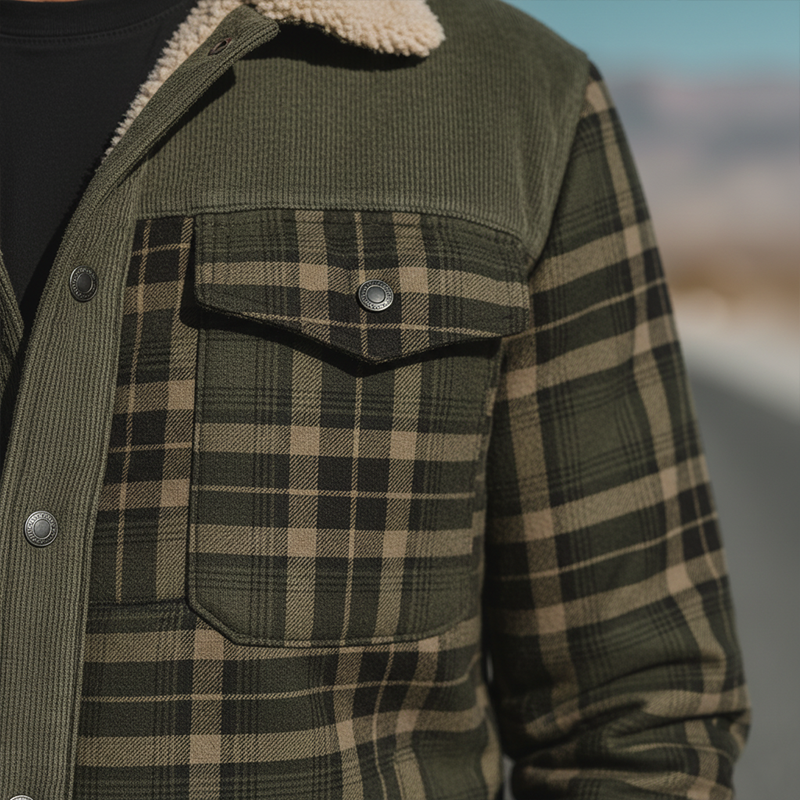 Men's Winter Fashion Plaid Fleece Lined Jacket MTA2495I6P