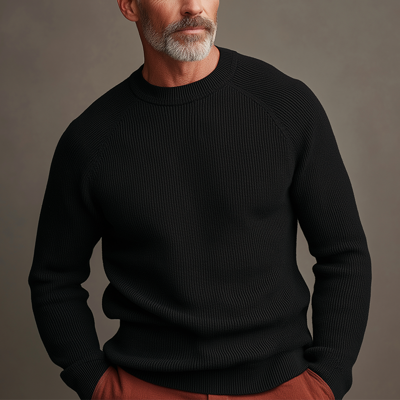 Men's Solid Waffle Texture Knitted Sweater MTA2752H1P