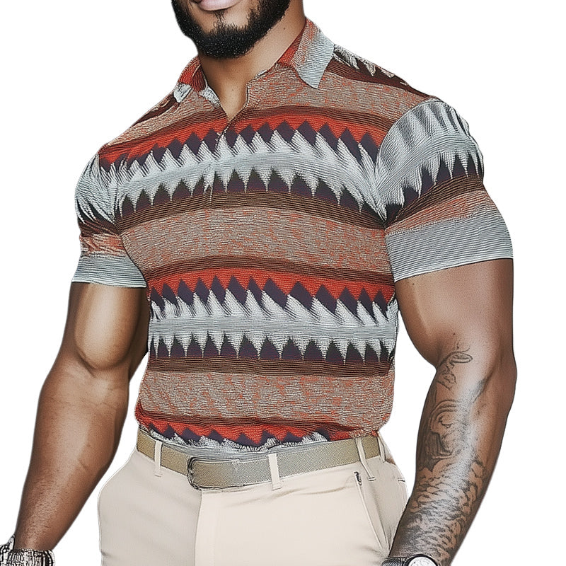 Men's Summer Brightly Printed Slim Fit POLO Shirt MTA2181D1U