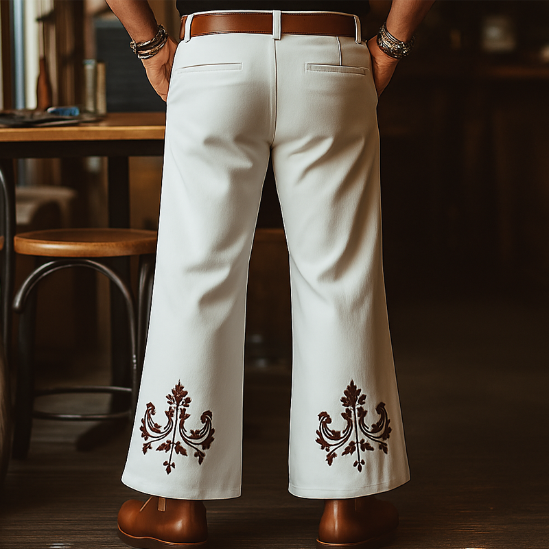 Men's Western Cowboy Style Embroidered Straight Pants MTA1288F1U
