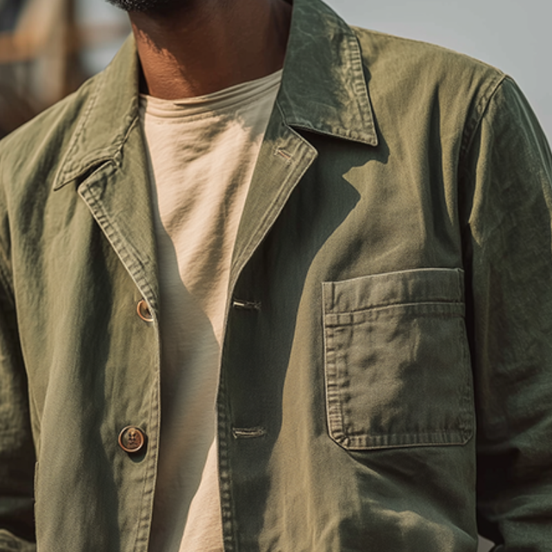 Men's Vintage Casual Cotton Outdoor Washed Workwear Jacket MTA0184H6TO