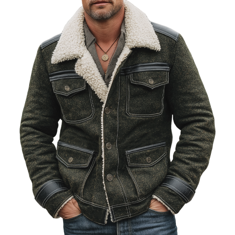 Men's Urban Warm Faux Wool And Lambskin Lining Jacket MTA2007K5U