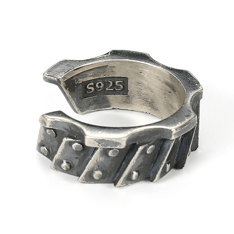 Men's Fashion Motorcycle Gear S925 Silver Adjustable Ring MTA3025F0M