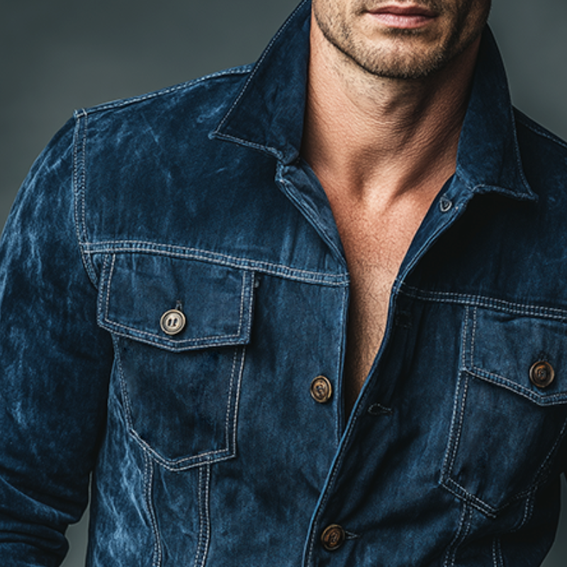 Men's Retro Casual Denim Washed Durable Collar Jacket MTA2951J9TO