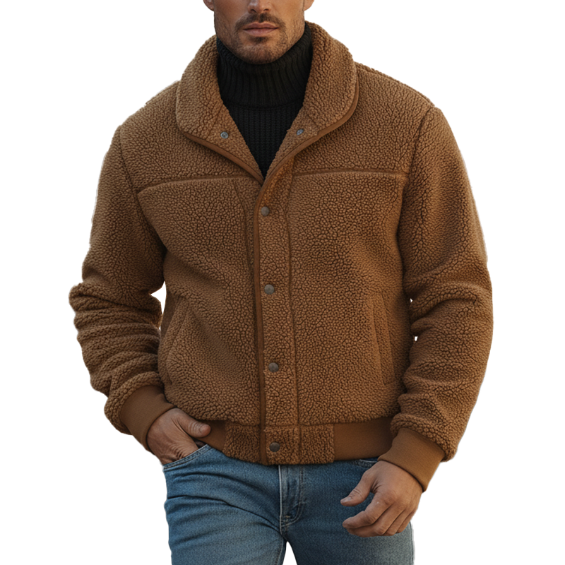 Men's Winter Retro Faux Lambswool Button Jacket MTA2511K4P