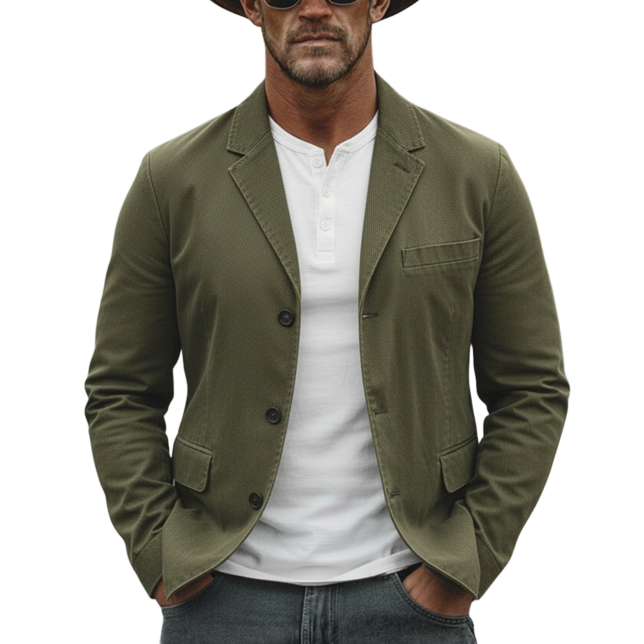 Men's Classic Casual Lightweight Twill Cotton Blazer MTZ0980A3K