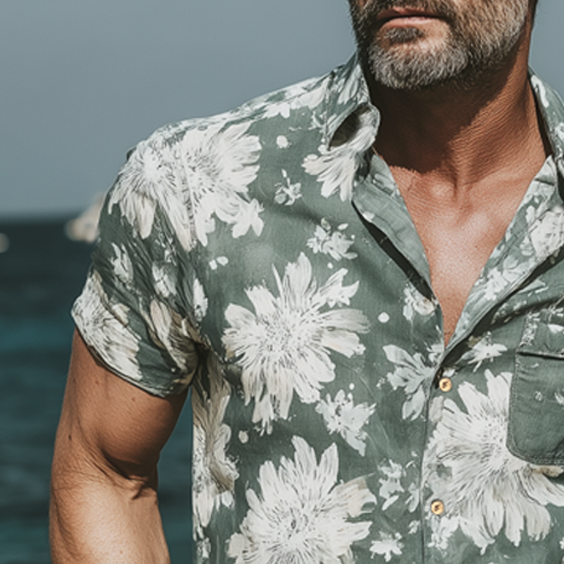 Men's Summer Classic Floral Print Short Sleeve Shirt MTA0374G2U
