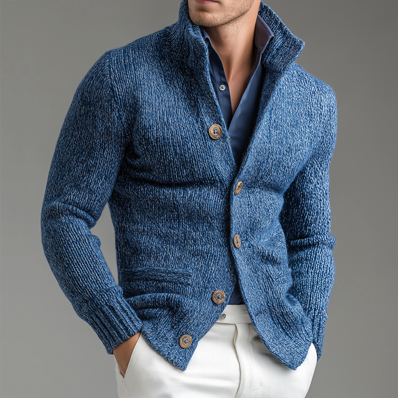 Men's Retro Casual Knitted Stand Collar Button Cardigan MTA2442K5TO
