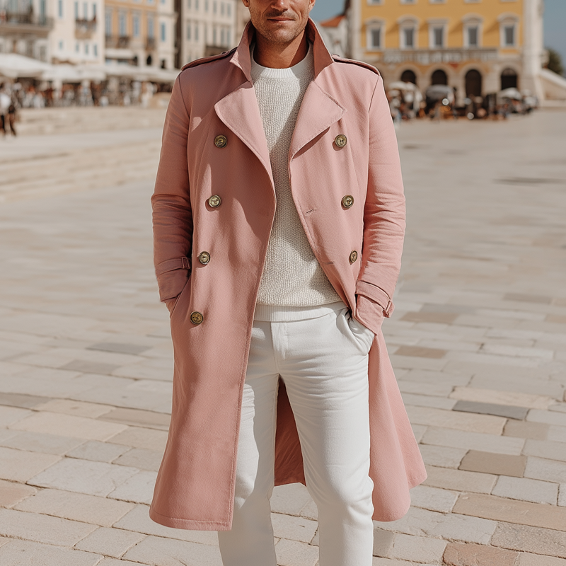 Men's Classic Double-breasted Notched Collar Trench Coat MTA1701I8U