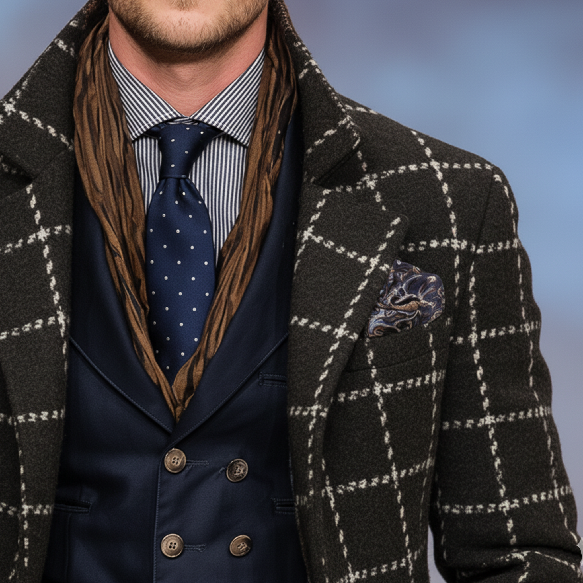 Men's Classic Retro Lapel Faux Plaid Woolen Single-breasted Coat MTA1104J3K