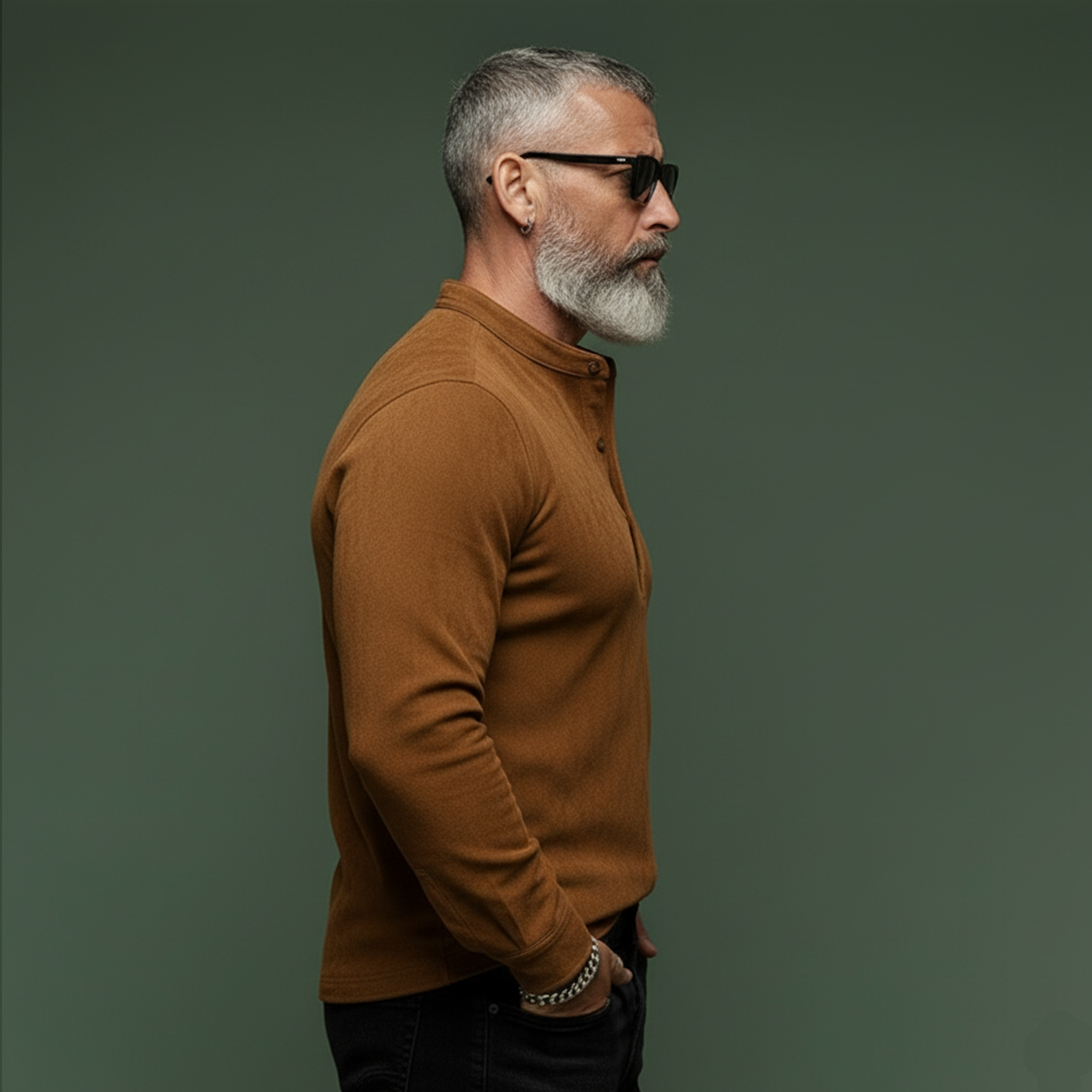 Men's Classic Casual Faux Suede Henley Neck Long-sleeved T-shirt MTZ0479A9K