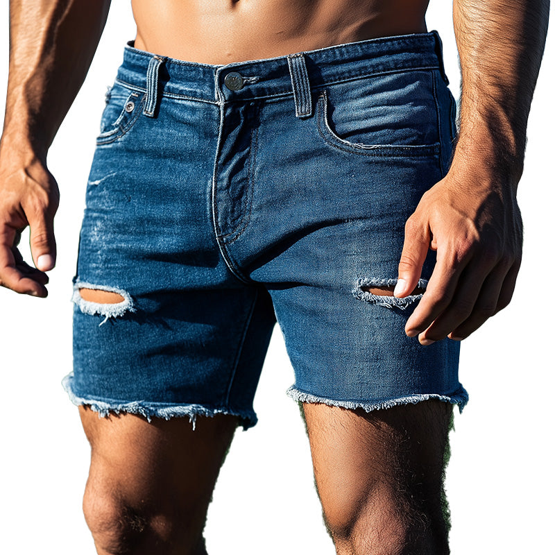 Men's Summer Fashion Washed Ripped Denim Shorts MTA2672E1P