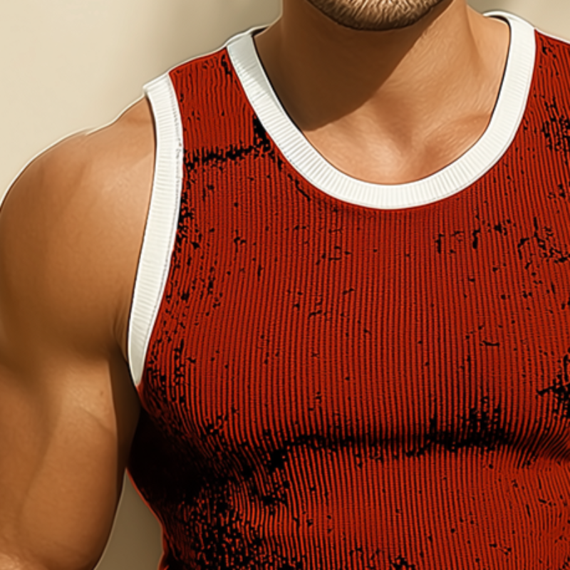 Men's Retro Casual Printed Colorblock Crew Neck Tank Top MTA1466G2TO