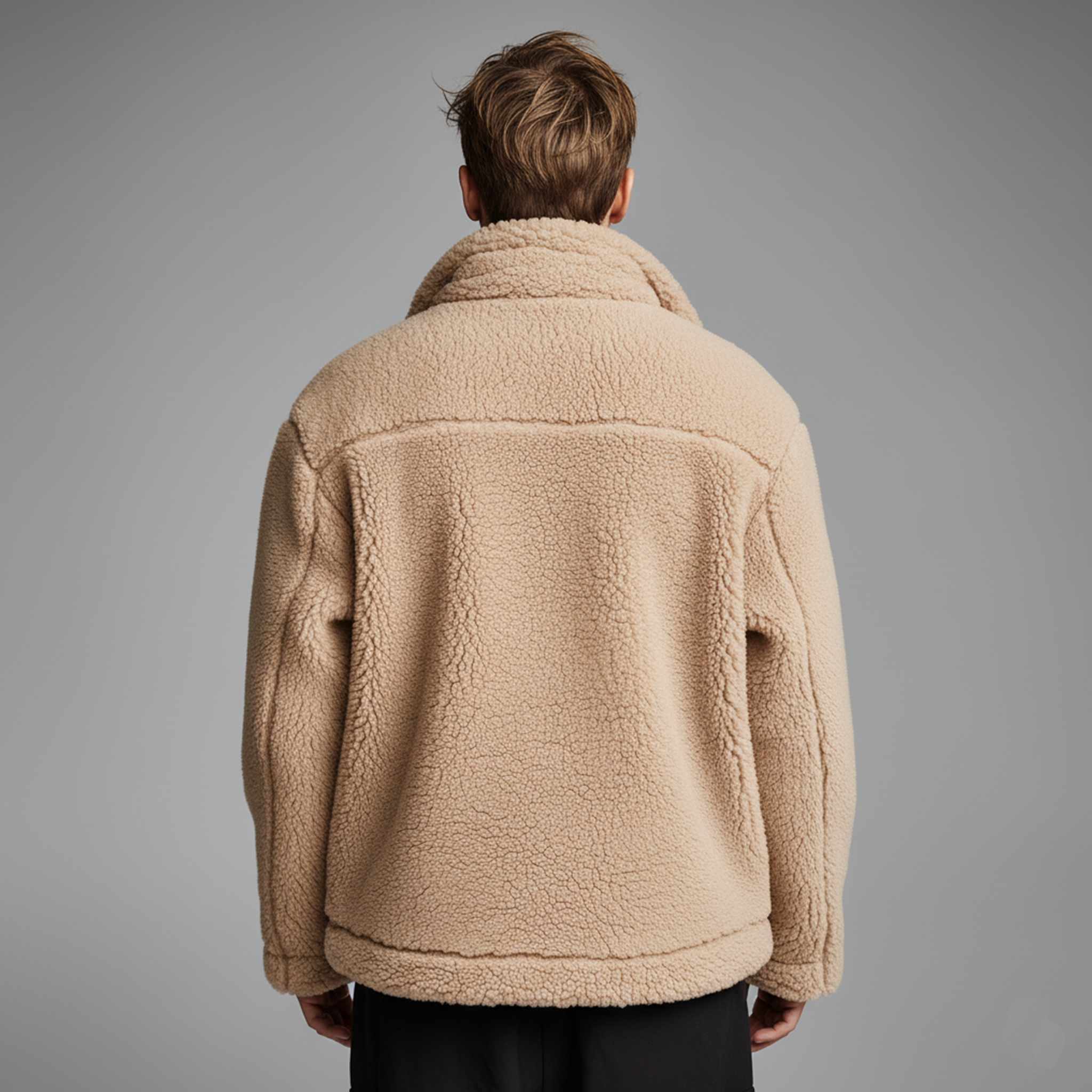 Men's Classic Casual Lapel Zipper Teddy Fleece Jacket MTA2089J2K