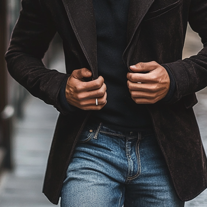 Men's Slim-fit Lapel Faux Suede Single-breasted Mid-length Coat MTA2826I1X