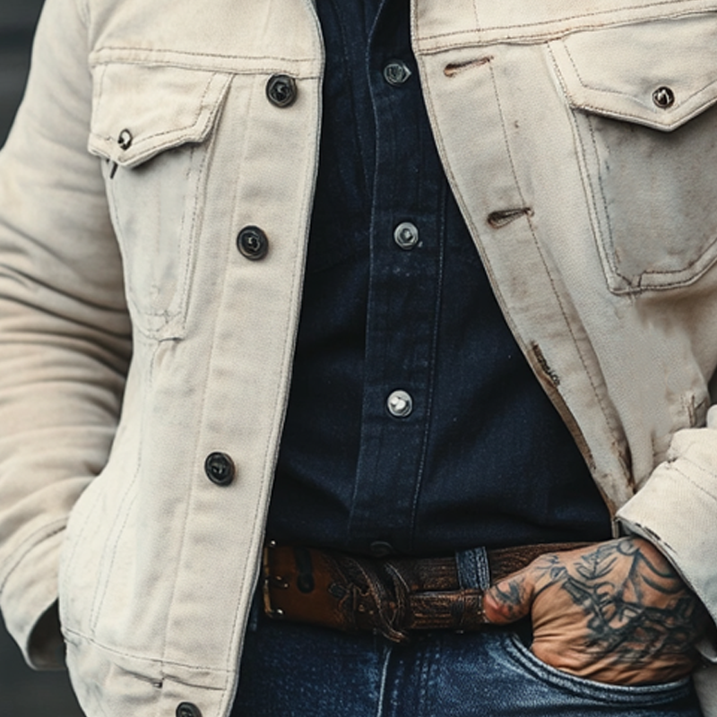 Men's Cotton Patchwork Collar Fleece Slim Fit Jacket MTA0110L7X