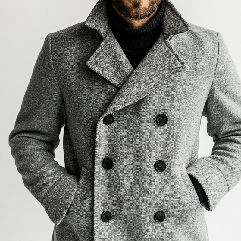 Men's Blended Double-breasted Mid-length Coat MTA0116L8X