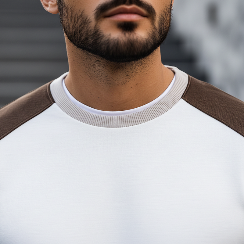 Men's Simple Color Block Cotton Blend Crew Neck Sweatshirt MTA2945J6P