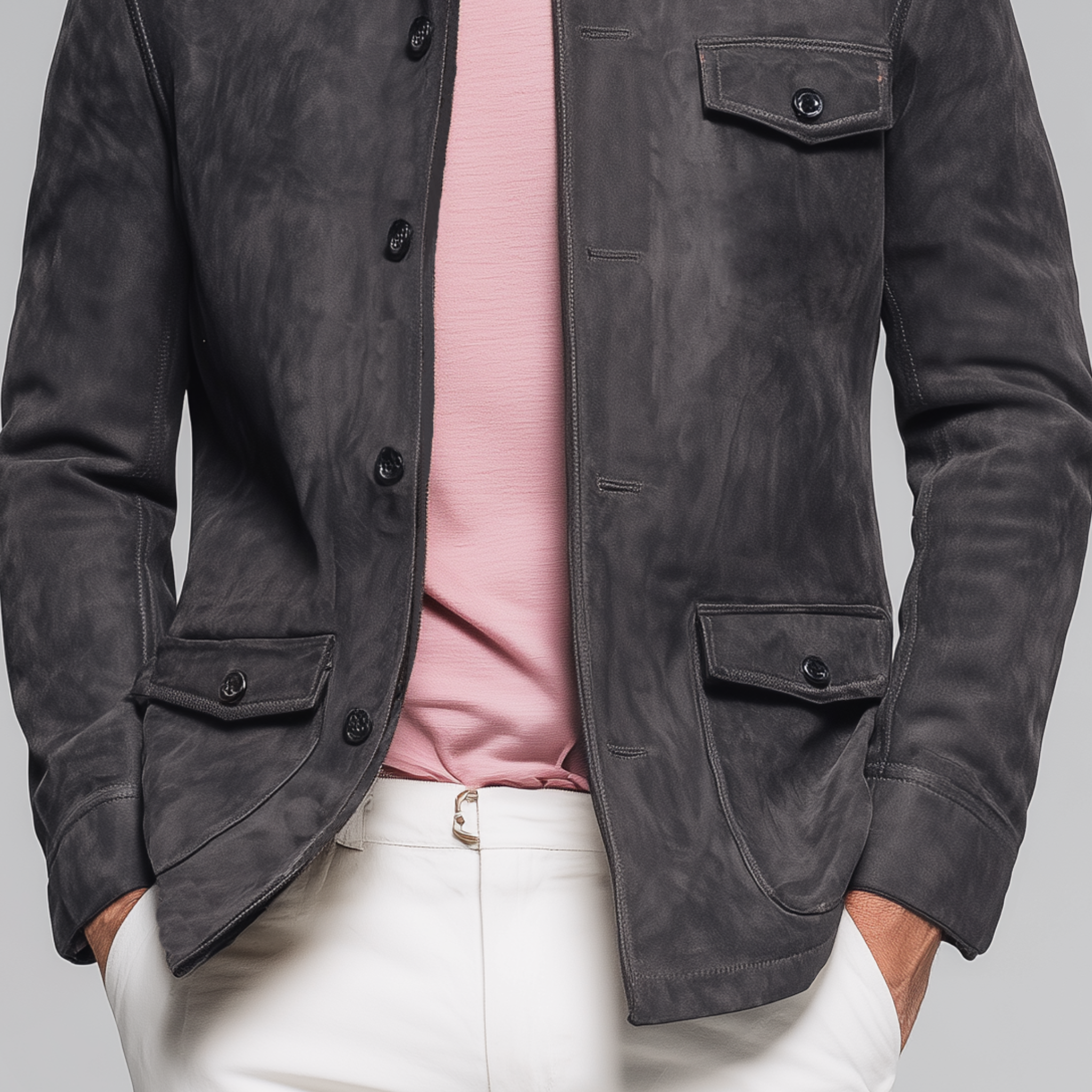 Men's Classic Casual Stand Collar Suede Jacket MTA2991H5K