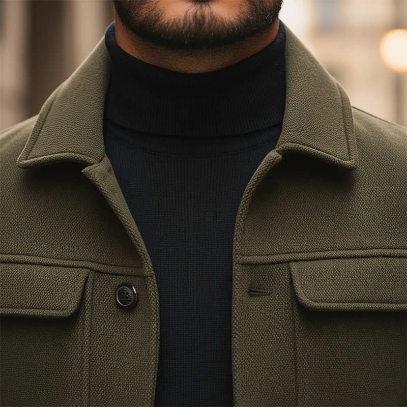 Men's Winter Retro Solid Color Faux Wool Short Coat MTA3046J8P