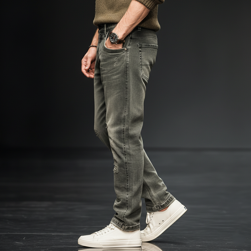Men's Classic Stylish Gray-green Straight Jeans MTA2480J2U