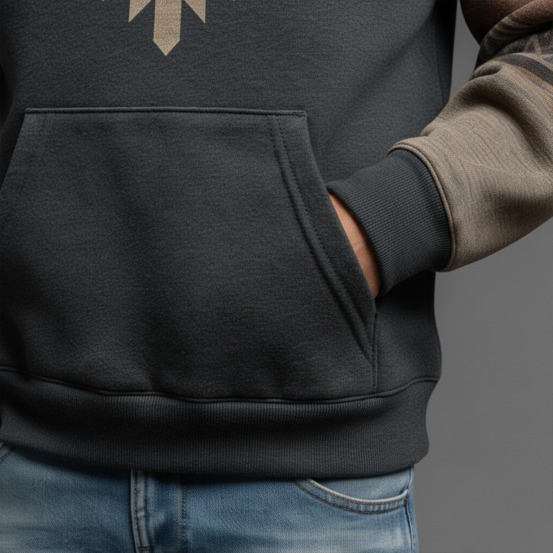 Men's Winter Vintage Polyester Blend Printed Hooded Sweatshirt MTA2328J2P