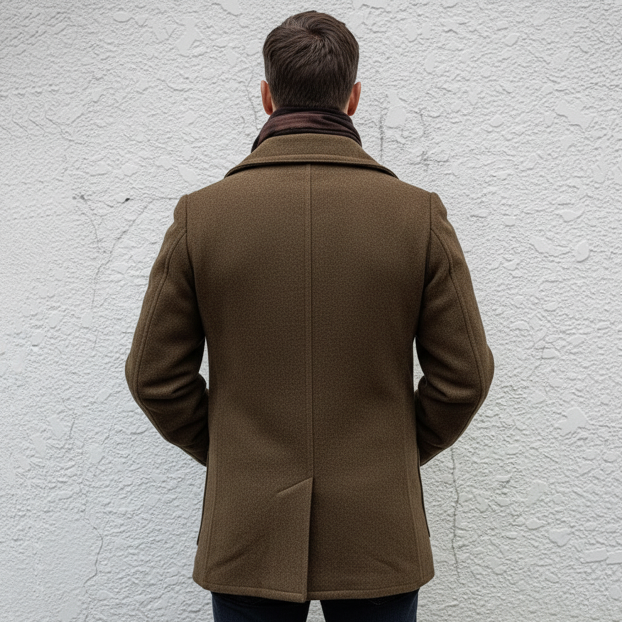 Men's Classic Retro Lapel Double-breasted Faux Wool Jacket MTA3131J1K