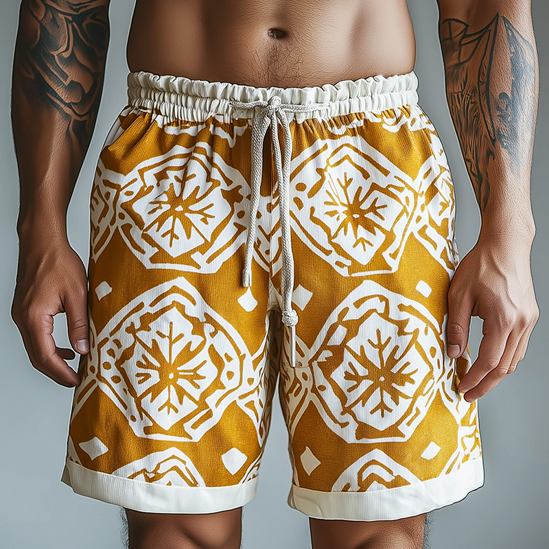 Men's Summer Fashion Printed Polyester Blended Casual Shorts MTA0986F1P